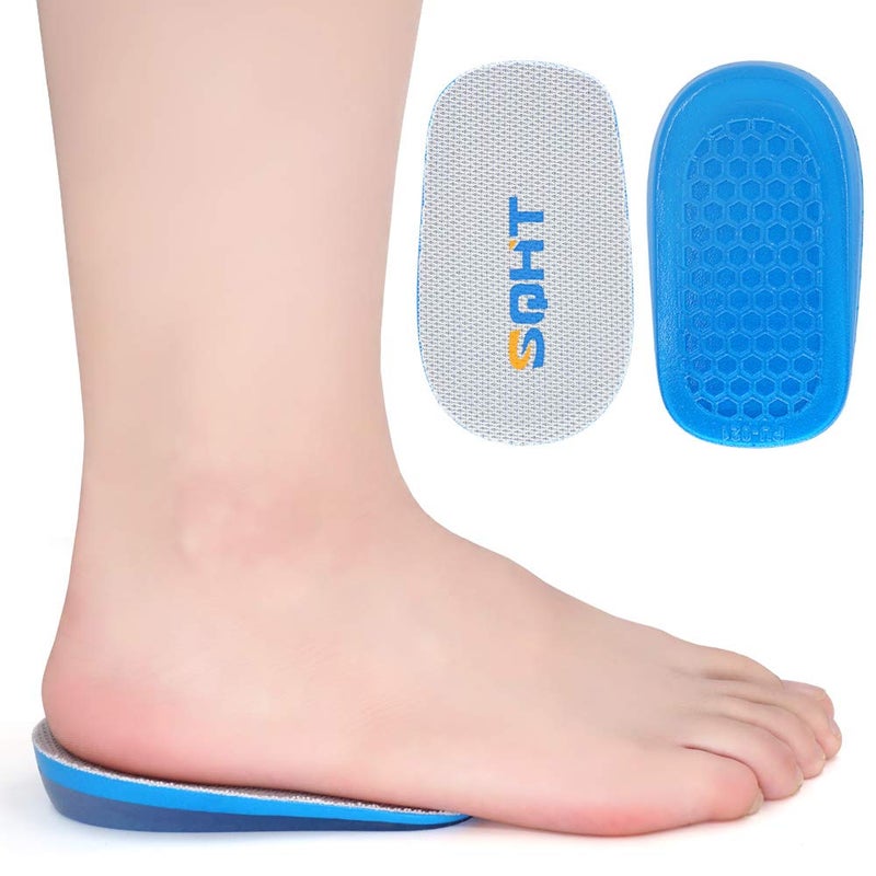 SQHT Height Increase Insoles - Heel Lift Inserts for Leg Length Discrepancies and Achilles Tendonitis  Heel Cups for Men and Women (Large (0.6 "" Height)) Blue&Beige - Image 1